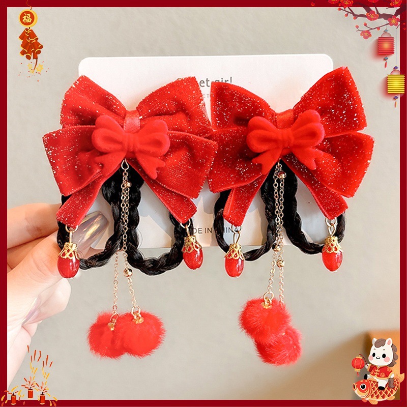 Horquilla Infantil con Borlas Chinas Hecha a Mano para Año Nuevo y Hanfu