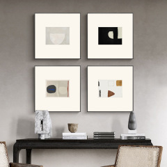 藝術抽象客廳裝飾畫簡約現代幾何沙發背景牆畫高級灰莫蘭迪正方畫