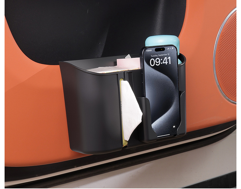 New car rear storage box, multifunctional car tissue box, can store water bottles, mobile phones, and trash