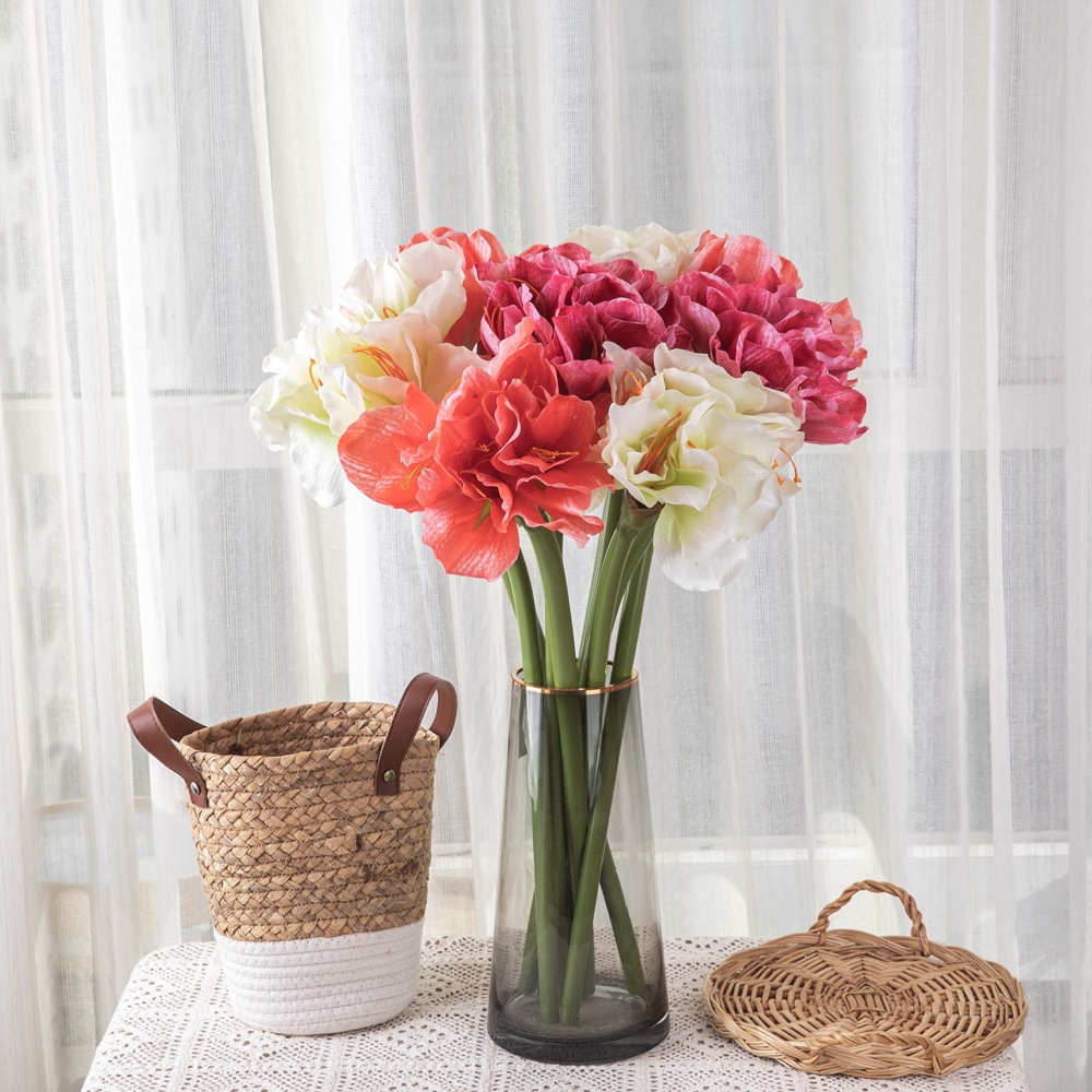 INS style fake flowers amaryllis flower manufacturer green plants wholesale wedding decorations cross-border DY1-2856