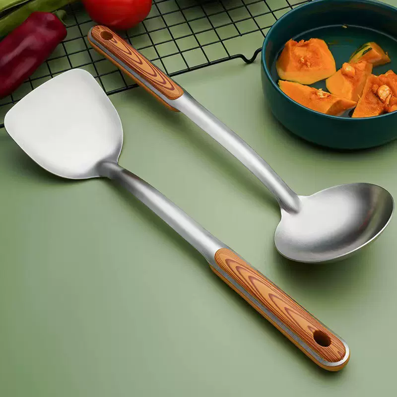 不锈钢烹饪勺铲 家用厨房用品木柄汤勺炒铲套装