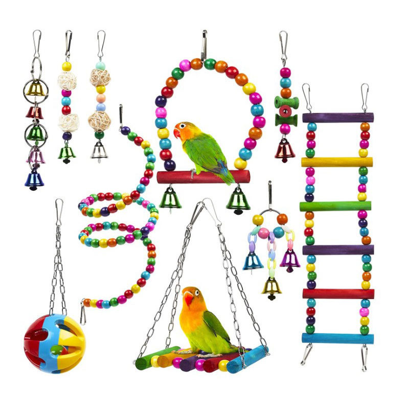 Juegos de juguetes de pájaros explosivos transfronterizos de artículos de pájaros roer y tirar juguetes de pájaros para aliviar el aburrimiento escaleras columnas juguetes de loros image 6
