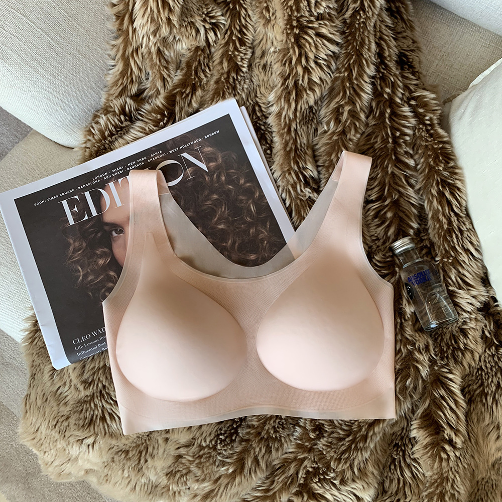 Verano japonés de seda de hielo ultrafino sin costuras chaleco ropa interior pecho-recepción invisible de una pieza sujetador fijo 668