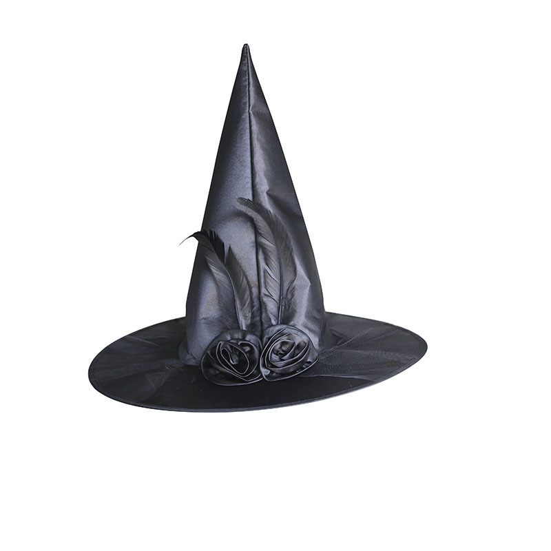 Sombreros de bruja de Halloween para niños, vestido de baile para adultos, sombreros de bruja de malla de rosas, suministros de fiesta, sombreros de bruja