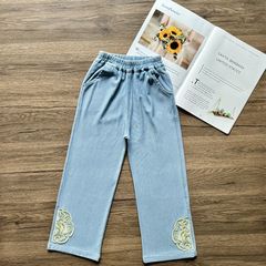 女の子ジーンズ 2025 夏の新テンセル綿デニム子供の防蚊パンツ小中型子供パンツカジュアル薄型スタイル