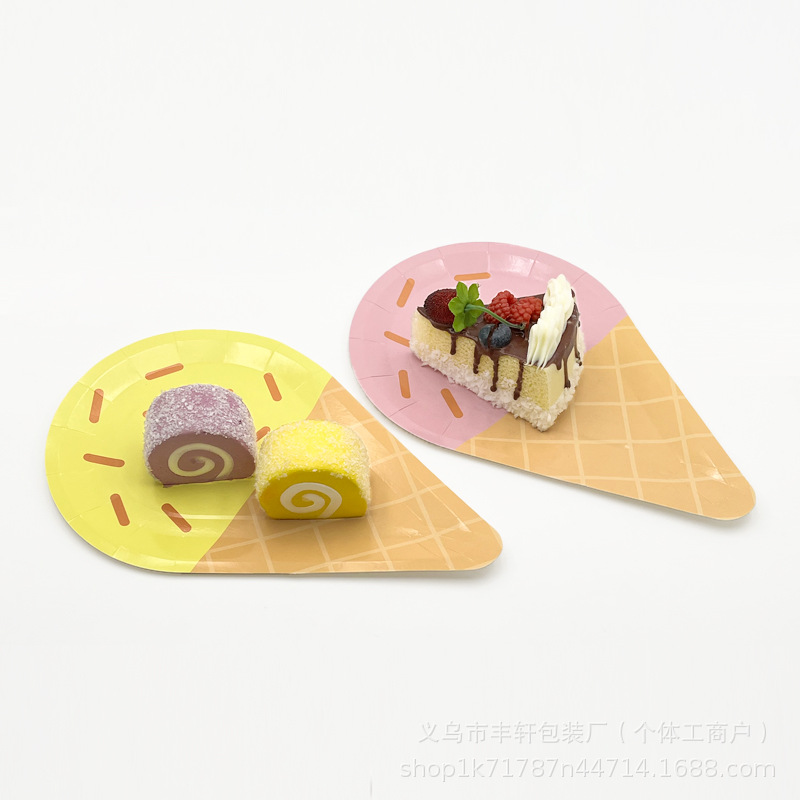 Niceparty 10 bandejas de papel en forma de helado bandejas de fiesta de cumpleaños desechables platos