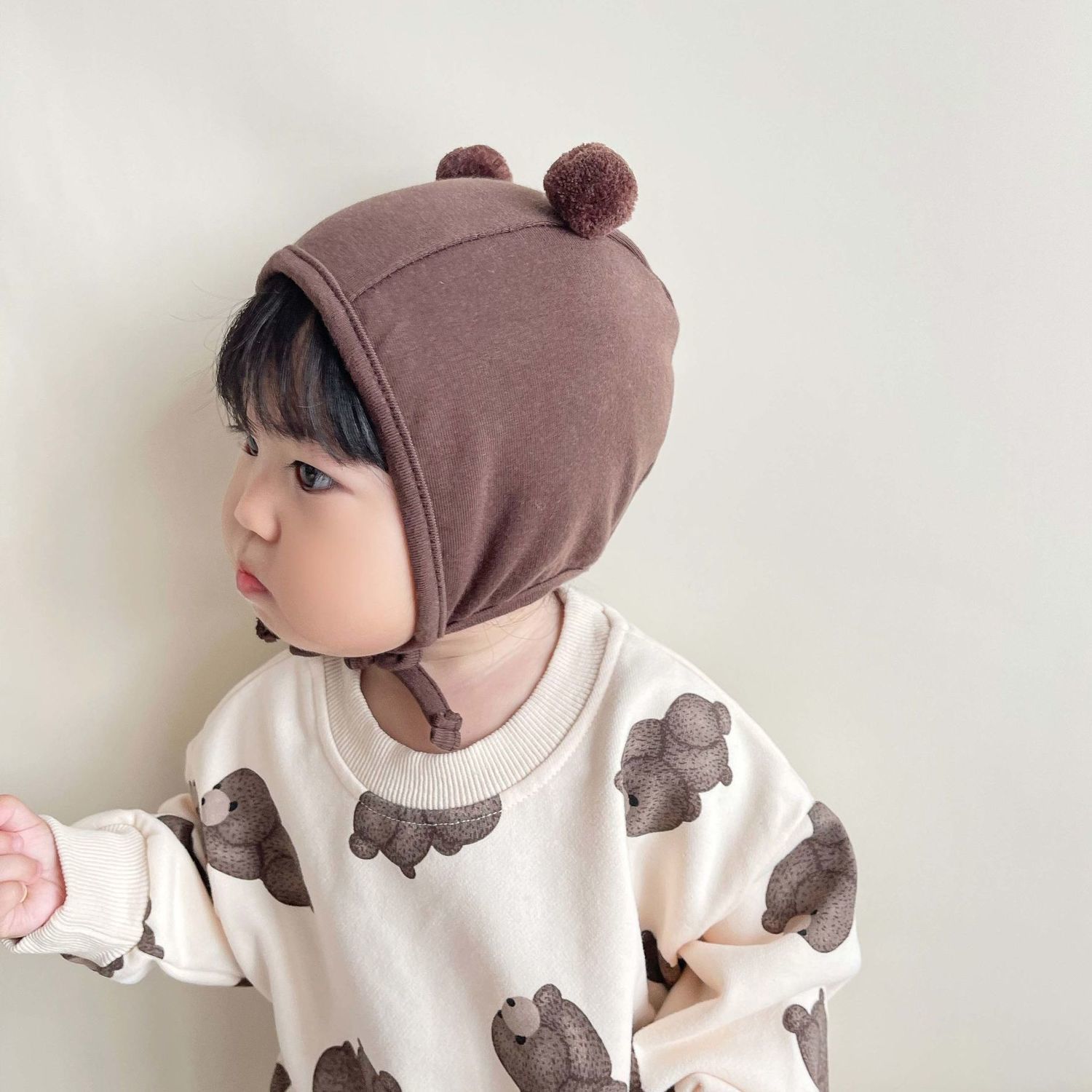 宝宝套头百天护耳帽可爱幼儿满月半岁男女童新款婴儿春秋季防风帽