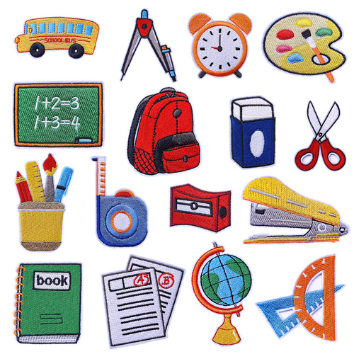 Cross-border cartoon student embroidery cloth patch study style computer embroidery creative badge decoration school bag stationery patch patch