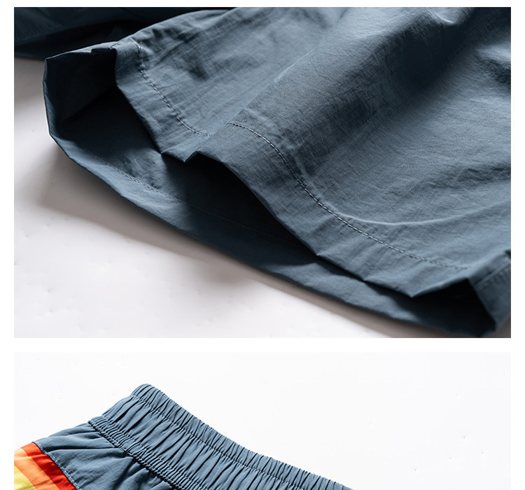 Men's Trendy Beach Shorts Loose Fit Rainbow Stripe Casual Sports Fashion Three Quarter Length Summer Bottoms_viptrois.com