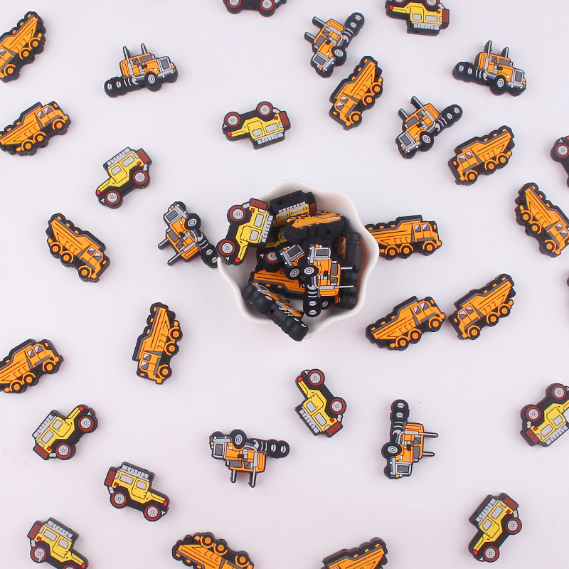 Productos creativos para bebés DIY dibujos animados de silicona coches juguetes de goma de diente para bebés molares cadena de tetas accesorios de goma de diente