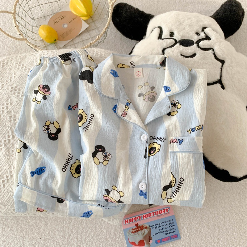 Douyin Xiaohongshu transmisión en vivo estilo caliente verano nube pijamas de algodón mujeres de manga corta casual de dibujos animados traje de servicio a domicilio para estudiantes image 16