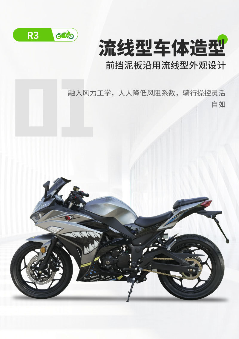 Motorcycle Sports Bike R3 Imitation Racing Motorcycle, Air-Cooled, National Standard Iv, Electronic Fuel Injection, Dual-Cylinder, Water-Cooled Street Bike, Fuel-Powered Sports Bike for Export