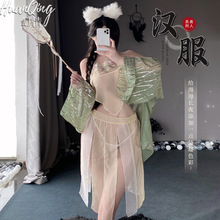 幻情刺绣情趣内衣女宫廷古风国潮汉服透视制服贵妃免脱套装私房装