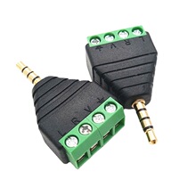 3.5mm耳机镀金插头三环四节立体声免焊接头 音频头转端子 DIY配件