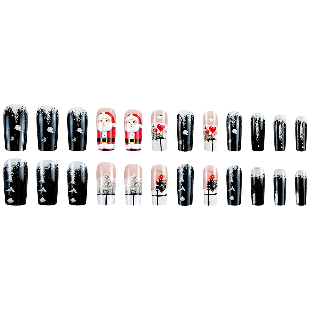 Navidad en relieve de venta transfronteriza de uñas, amor, atmósfera de vacaciones de copo de nieve, 24 piezas de parche de uñas terminado image 6