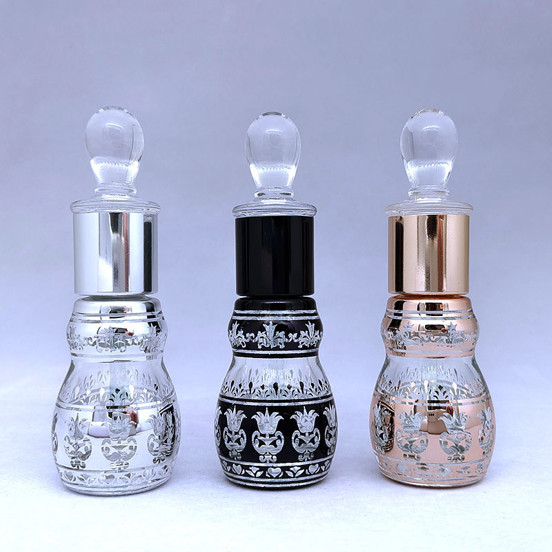 ハイエンド UV 電気メッキ透明エッセンシャル オイル ボトル ローズ オイル ボトル ガラス スティック付き 6 ミリリットル 12 ミリリットル 24 ミリリットルひょうたんボトル|undefined
