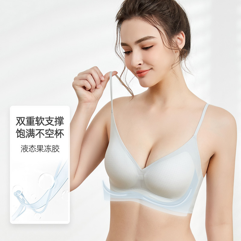 Seamless non-size underwear women's thin anti-sagging fixed Cup thin shoulder strap plus size big chest Sports beauty back bra