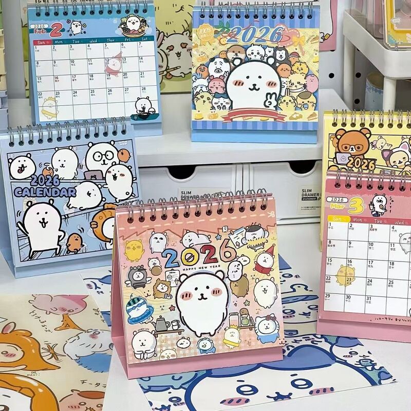 Creative Calendar 2026 Self-Mocking Bear New Cartoon Graffiti Desk Calendar Cinnamon Dog Cute High-Looking Student Girl