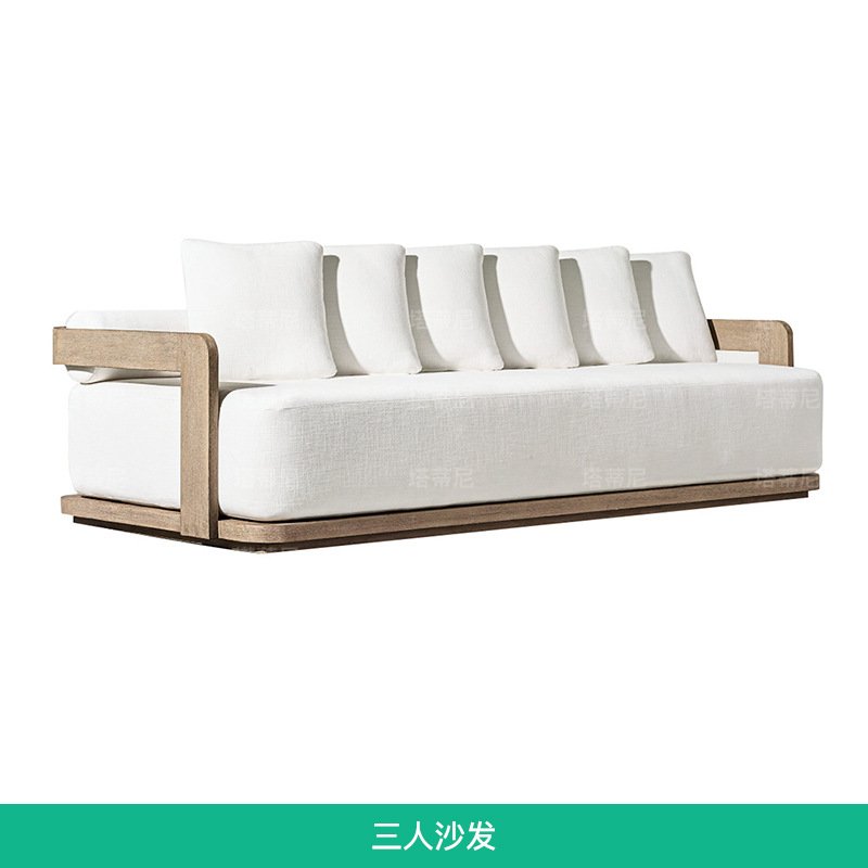 Sofá de teca para exteriores, diseño de muebles para patio de villa, balcón, jardín, resistente a la lluvia, de madera maciza, para hoteles y alojamientos.