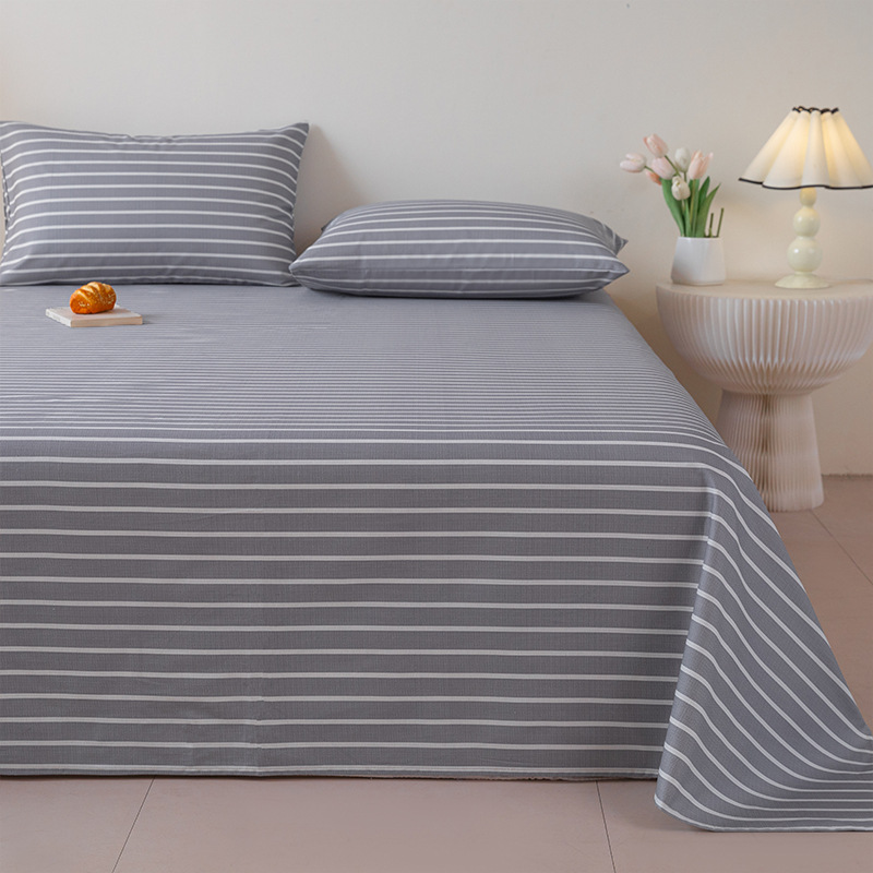 2025 nueva sábana de tela gruesa vieja de algodón puro pieza individual 100 funda de almohada individual de lino de algodón cama individual dormitorio de tres piezas 2