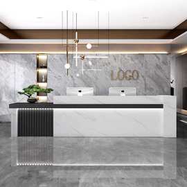 简约现代公司前台美容院收银台售楼处酒店大厅接待台烤漆原木