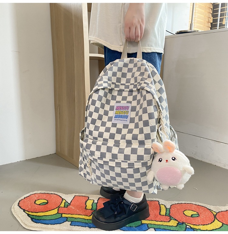 Fashion Plaid Zipper Functional Backpack display picture 5