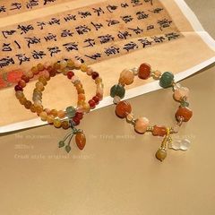 小さいかぼちゃの瑠璃の金糸はブレスレットの女性の金の復古風の手を編んで新しい中国式の高級感の数珠の手を刺して卸売りします。