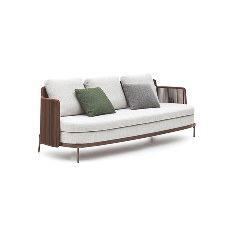 Sofá de caña patio al aire libre ocio silla de caña terraza villa jardín al aire libre impermeable combinación de muebles dobles