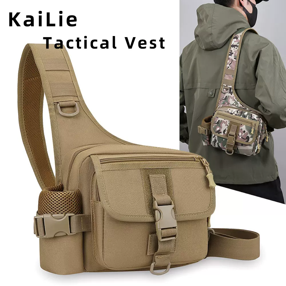 胸包男简约户外运功休闲骑行迷彩斜挎包大容量跨境多功能战术胸包