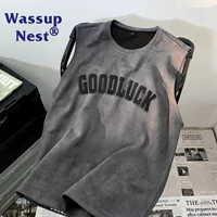 Мужской летний жилет WASSUP NEST, тонкий топ из ледяного шелка, спортивный жилет для фитнеса, американская замша