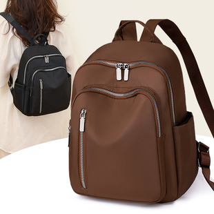 Nylon Cloth Backpack Women's 2023 New Fashionable Multi-Pocket Bag Large Capacity Travel Solid Color Women's Small Backpack