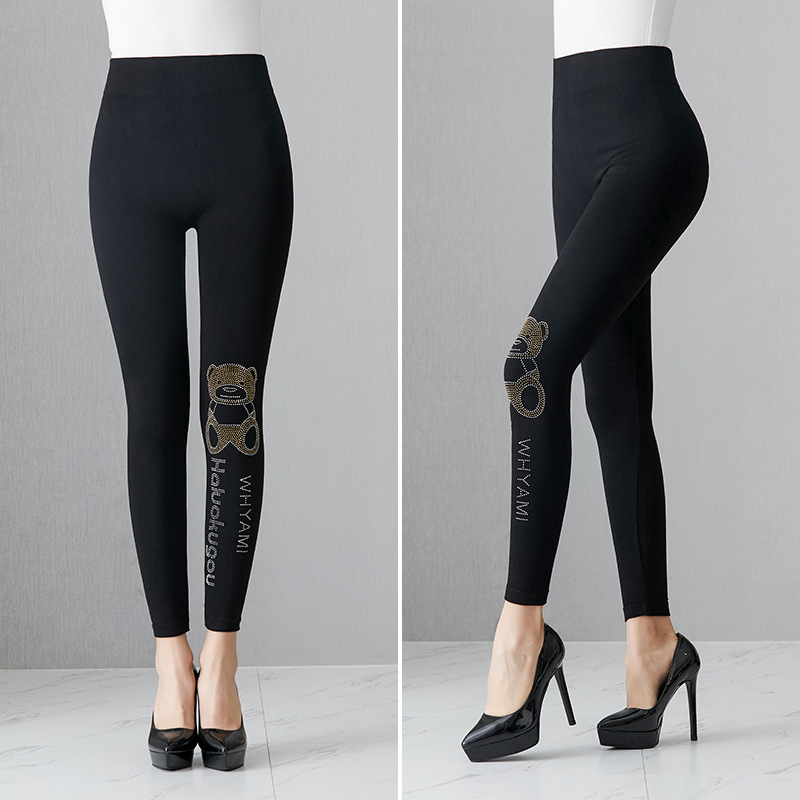 Otoño e Invierno modal forrado de lana extra grande más tamaño leggings grasa MM200 kg perforación en caliente pantalones hasta el tobillo al por mayor image 16