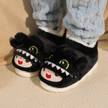 冬季包跟可爱拖鞋黑龙仔娃娃棉拖鞋女防滑软底居家室外加厚情侣拖