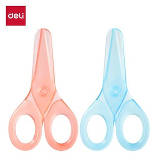 Deli 6087 Student Scissors Full Resin Kidsren's Scissors Cute Transparent Plastic Colorful Safety Scissors