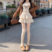 实拍2025秋冬甜美蕾丝蛋糕半身裙女高腰芭蕾风显瘦防走光蓬蓬短裙