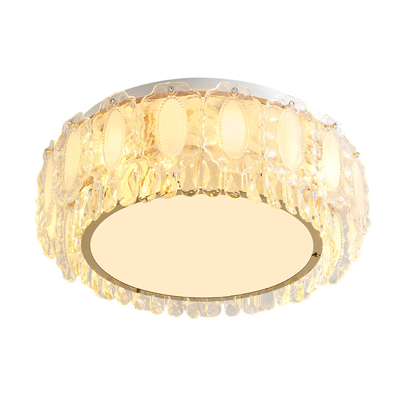 Luz de sala de estar francesa lujosa luz de cristal de techo minimalista moderno viento de crema de vidrio rectangular sala de luz principal 413L