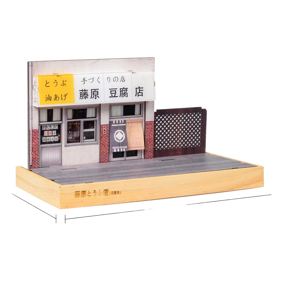 Jianyuan 1:32 fuyuan tofu tienda AE86 modelo con luz coche de juguete escena decoración soporte exhibición acrílico