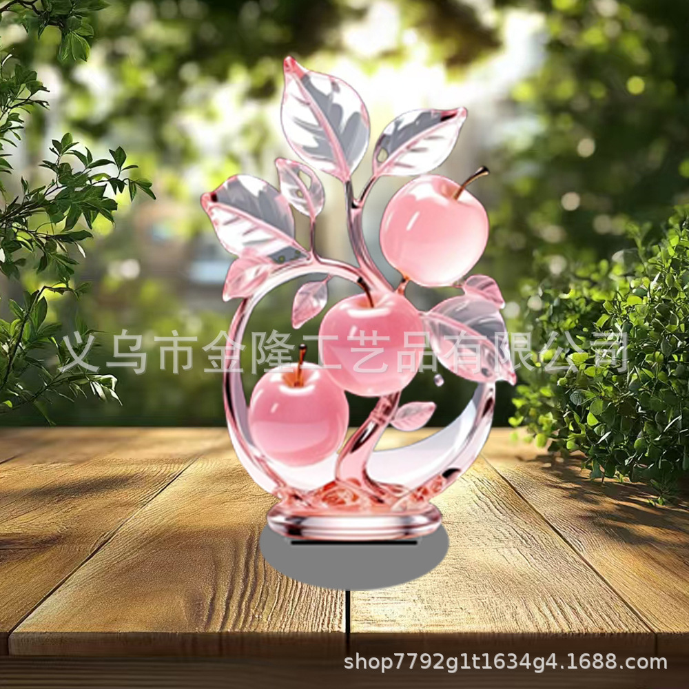 Impressão colorida em acrílico plano 2D transfronteiriço maçã rosa decoração de mesa para casa escritório sala de estar café.