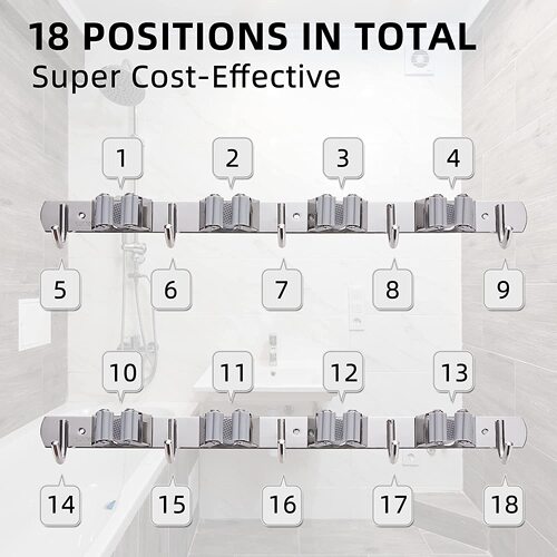 Stainless steel broom holder without drilling, bathroom broom rack, wall-mounted broom hook, 304 thick broom hook