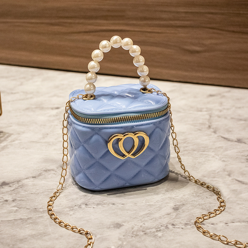 Moda mini bolso 2023 nuevo bolso de jalea de cubo de diamante doble bolso de amor decorado bolso de hombro de mujer