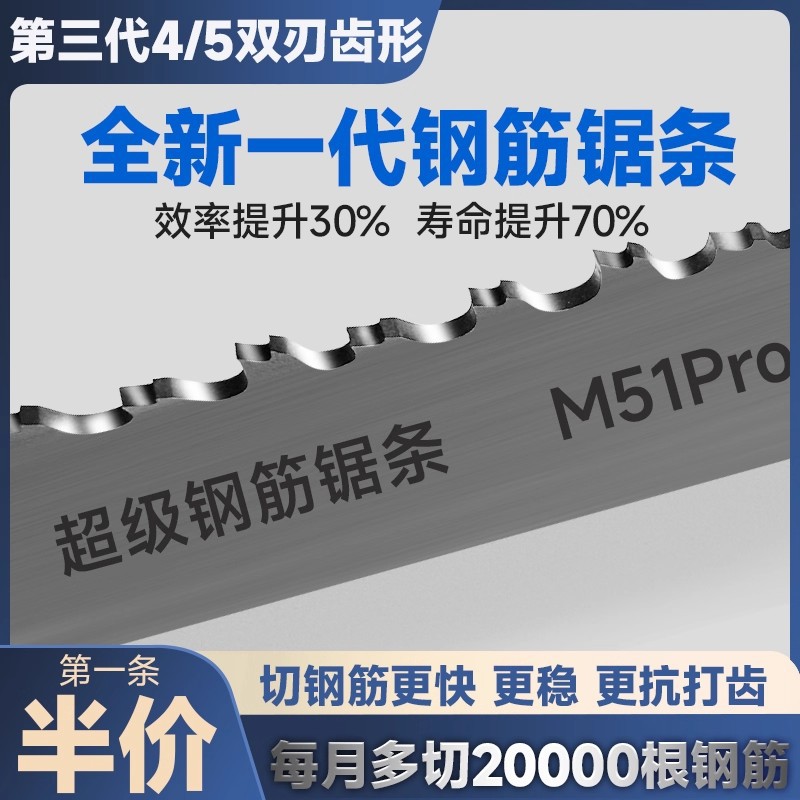 4320钢筋带锯条4115钢筋锯床专利双刃齿小钢筋专用锯条进口M51Pro