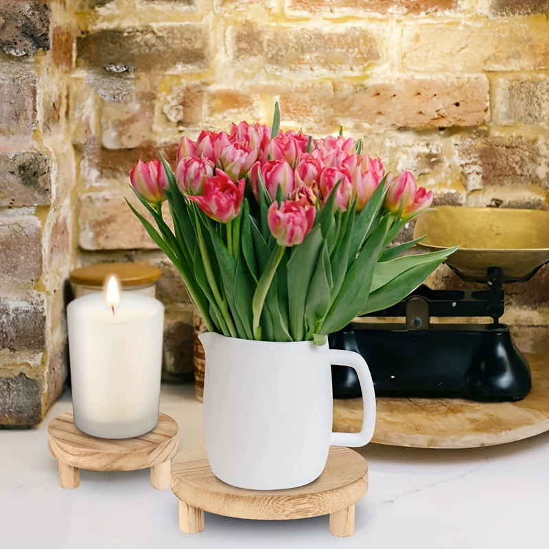 Деревянная круглая подставка для хранения, стеллаж для хранения в помещении, основание для суккулентов и орхидей, подставка для цветочного горшка из цельного дерева, поднос для украшения дома