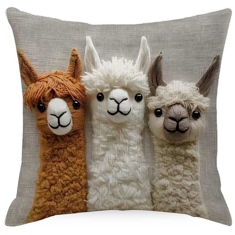 Cross-Border Hot-Selling 3D Alpaca Dog Pillow Cover Cute Animal Print Suitable for Sofa Living Room Decorative Cushion Cover
