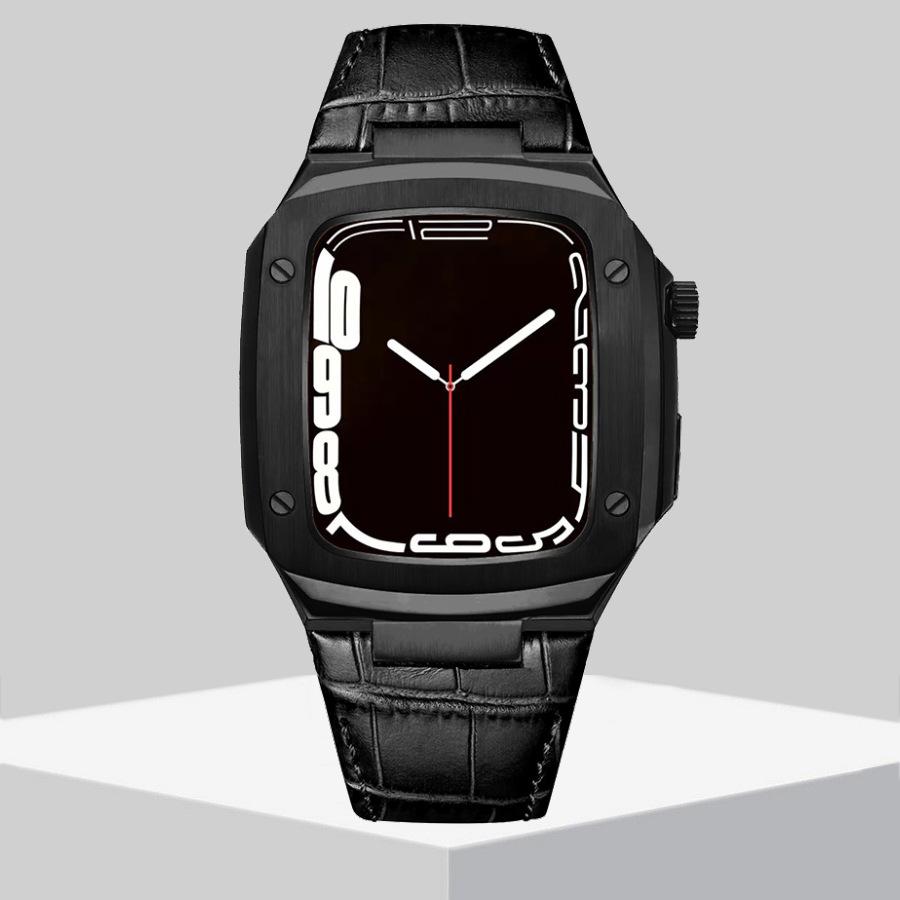 Aplicable applewatch7 correa de reloj Apple Caja Acero inoxidable uno cuero oficial hombres y mujeres 40/41