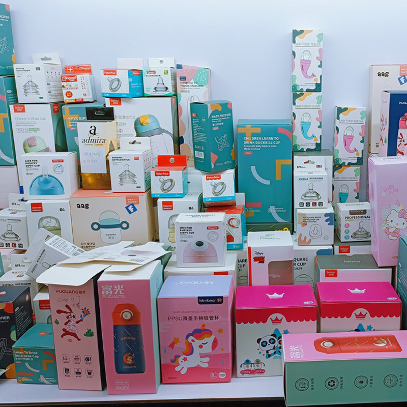 婴儿学饮杯彩盒定制 开窗纸盒 儿童奶瓶包装套盒