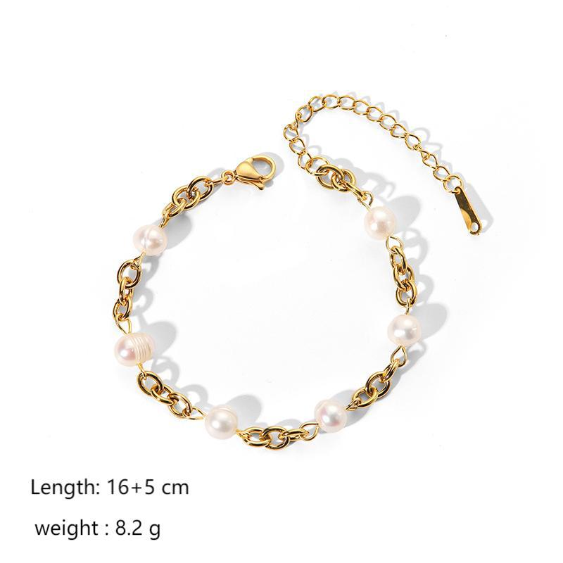 304 Stainless Steel Material Simple Style Classic Style Geometric 304 Stainless Steel Cuban Link Chain Curb Chain Cable Chain Bracelets In Bulk