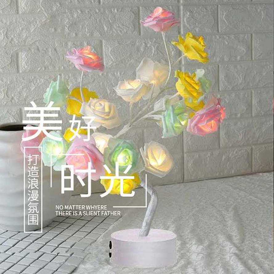 Nordic ins handmade rose tree lamp rose bedroom gift night table lamp decorative lamp led string lamp