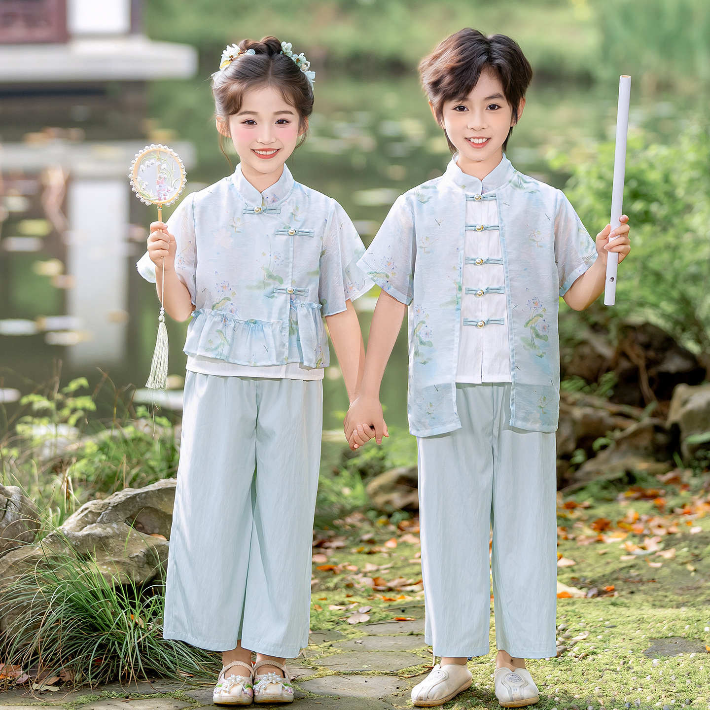 男女童汉服表演服古筝舞蹈演出服幼儿园新中式六一节日朗诵演出服