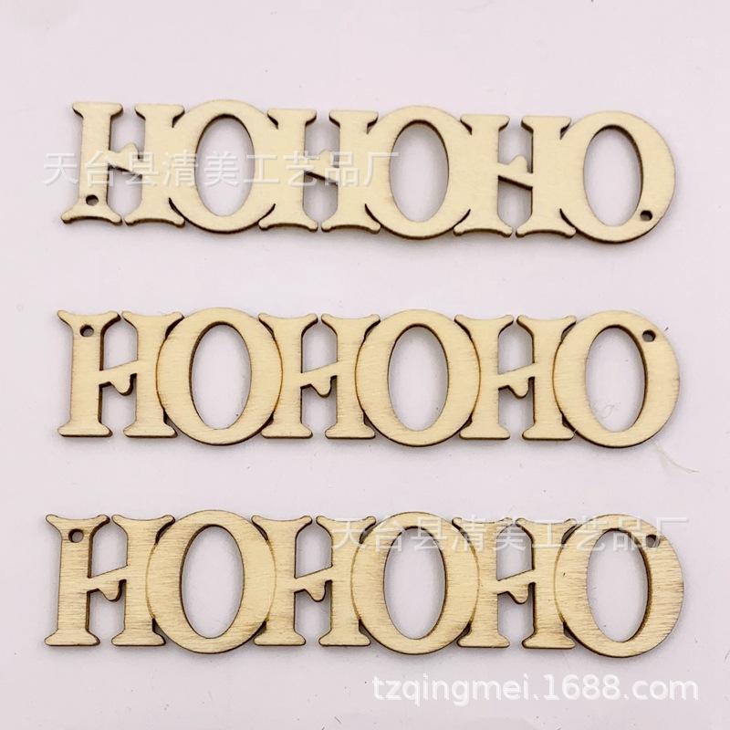 Spot decoración colgante madera HOHOHO letras inglesas accesorios de diseño de escena 10 paquete con cuerda de cáñamo