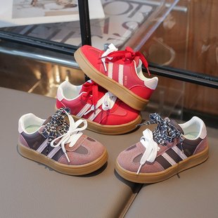 Children's board shoes low-top 2025 spring and autumn new girls sneaker soft-soled western style boys red casual moral training shoes
